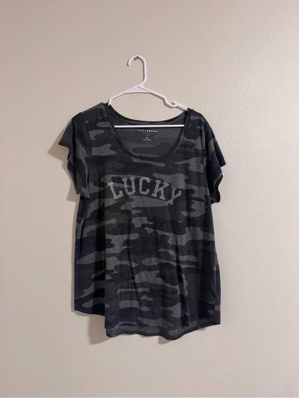 Lucky Brand Charcoal Gray Logo Tee